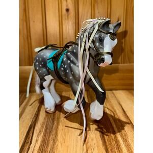 Vintage 1996 Gray Draft Horse with saddle 7” Tall